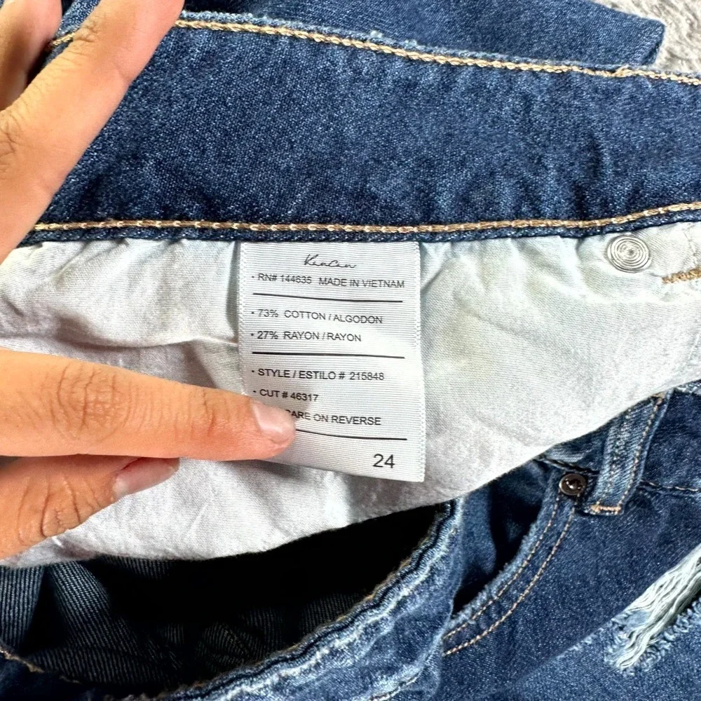 Kancan Jeans Women 24x32 Blue Denim Wide Leg Hi-Rise Distressed Raw Hem NWT - Picture 7 of 13